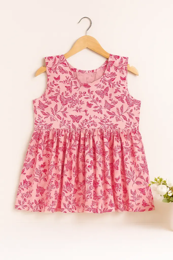 Blush Butterfly Sleeveless Frock