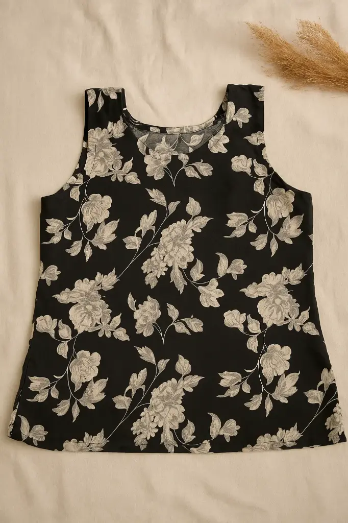 Black floral sleeveless top